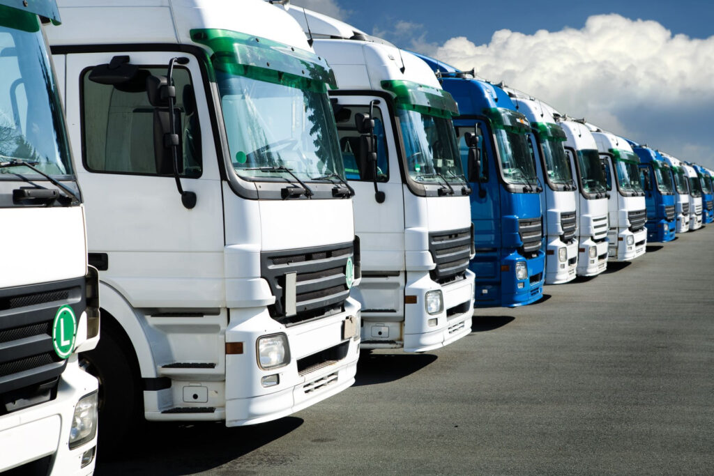 trucks in a row